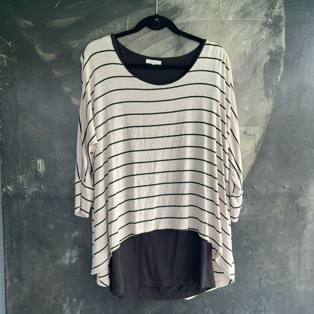 Ava James Striped Black and Cream Women's Top